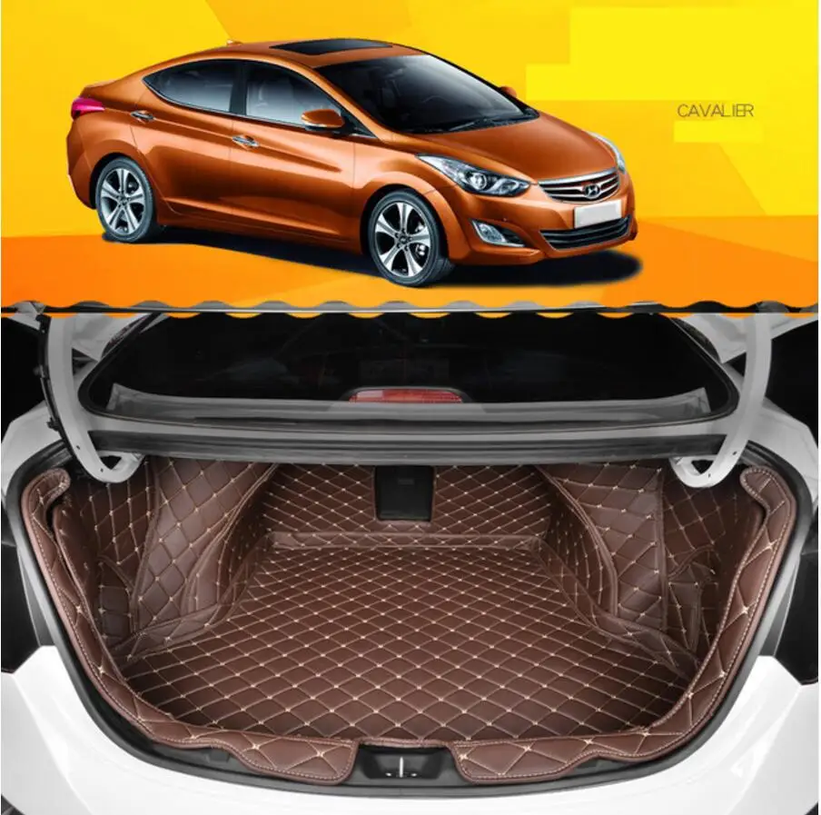 Волокна кожи багажник автомобиля коврик для hyundai elantra 2011 2012 2013 для hyundai Avante автомобильные аксессуары - Название цвета: coffee 1