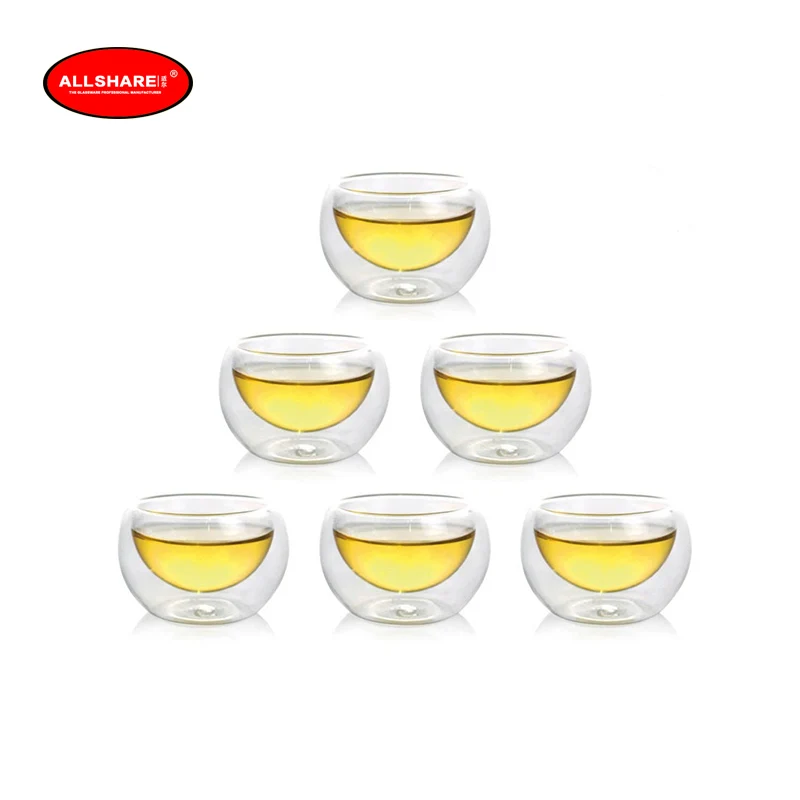 Free shipping heat resistant set of 6pcs high quality manmade tea cup double wall teapot 400057 | Дом и сад