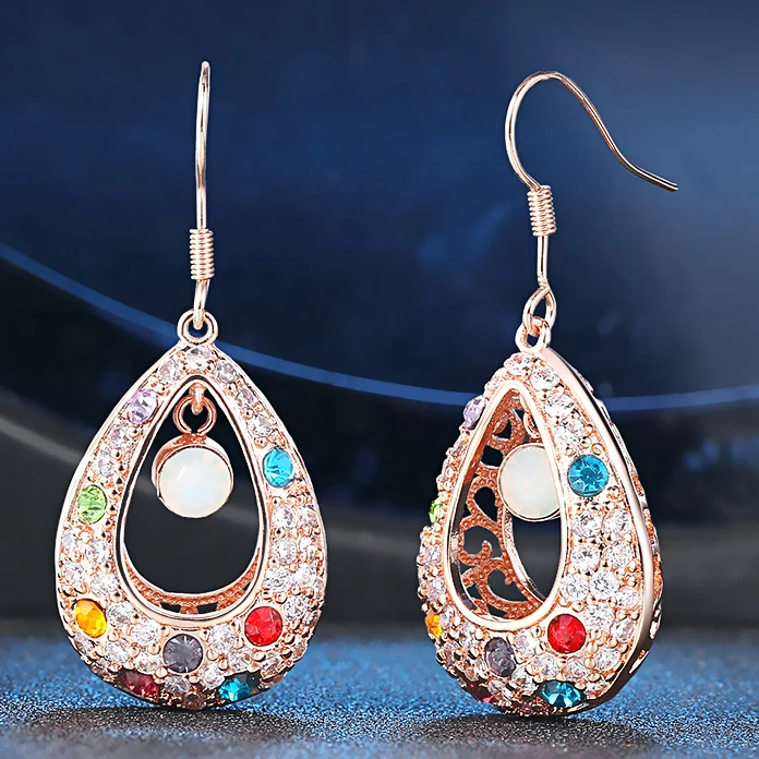 Женские серьги в этническом стиле с разноцветным павлиньим крючком роскошные