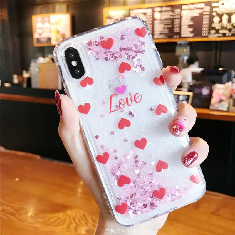Любовь блеск быстрый песок чехол для телефона iPhone 6 6S Лидер продаж Пластик