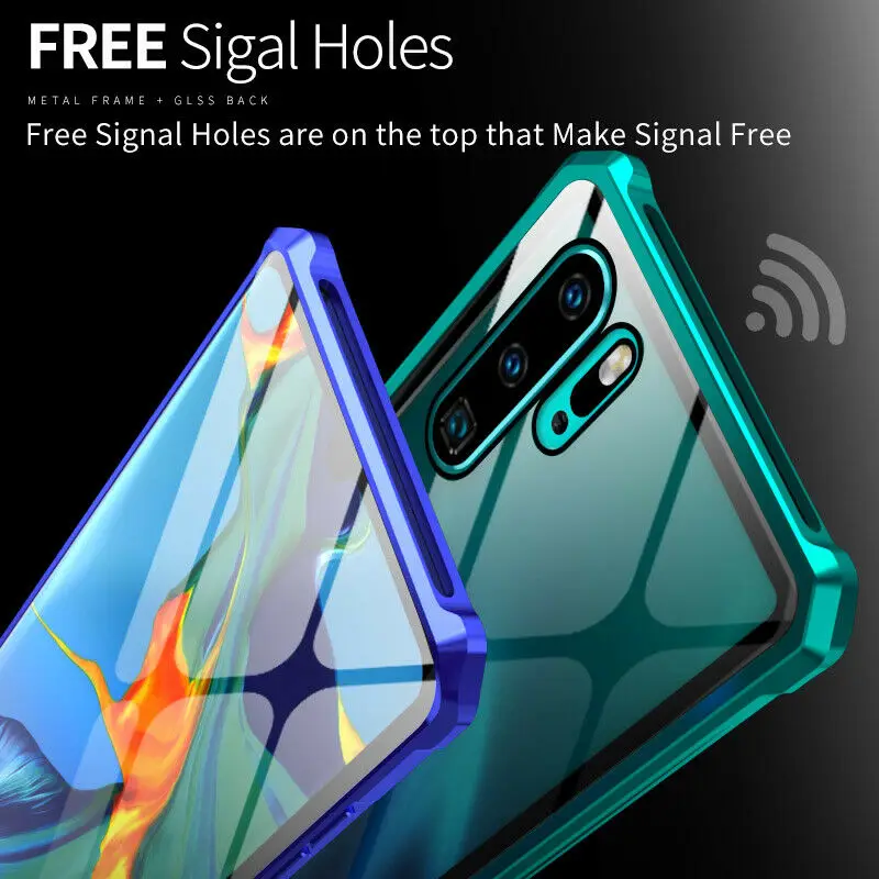 Для huawei P30 Pro Lite чехол Роскошный тонкий алюминиевый бампер металлический защитный чехол задняя прозрачная стеклянная крышка P30 Etuis Handy Hulle