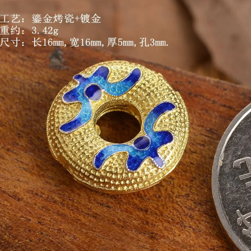 Синие Бусины из позолоченной меди разделительные бусины золотого цвета в