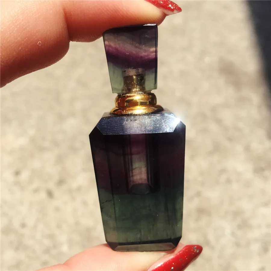 Beautiful colorful natural fluorite wishing bottle perfume necklace lanugo auspicious gift | Дом и сад