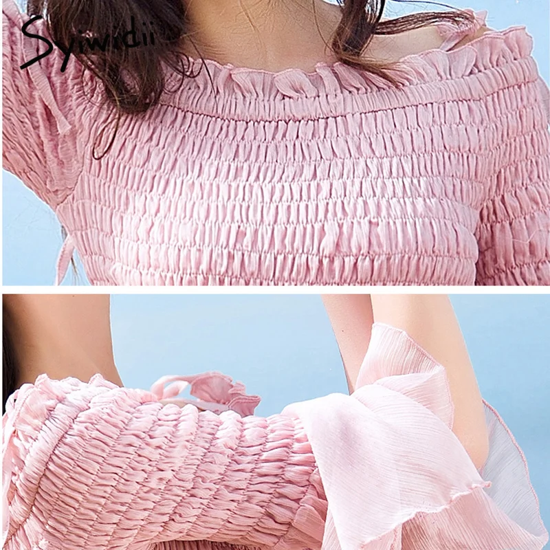 Женское длинное платье с открытыми плечами Syiwidii белое и розовое элегантное