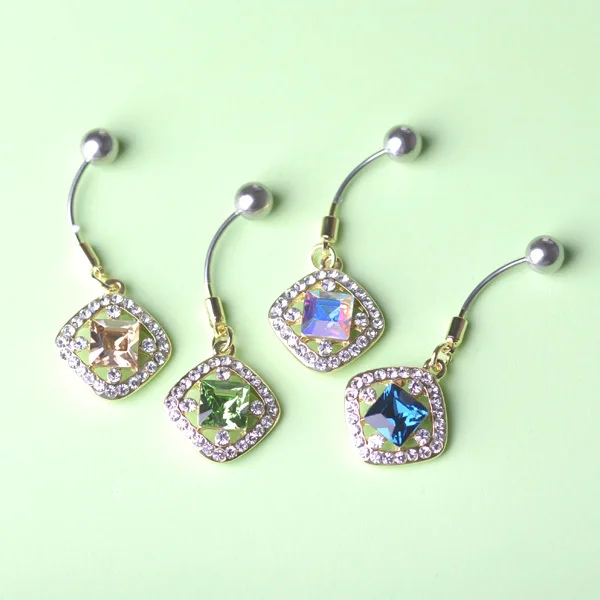 Кольцо для пирсинга живота из нержавеющей стали с камнем аксессуары кнопок 16G 1 2