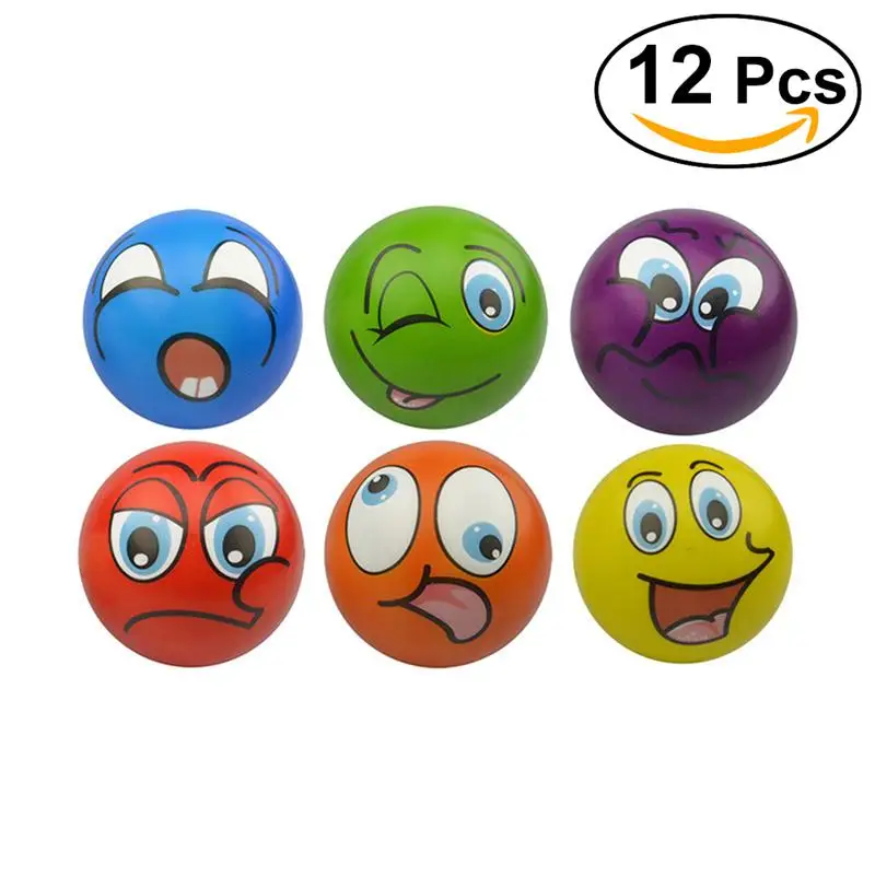 12 шт. 2,5 дюймов забавное лицо Squeeze Ball Новинка ручные игрушки для отдыха для детей взрослых Ассорти Экспрессия
