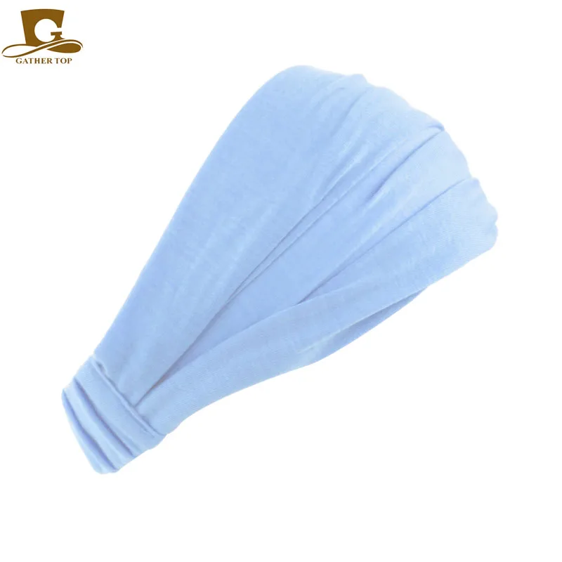 Light blue Дамы хлопок лента для волос головная повязка на голову обёрточная бумага средства ухода за кожей Шеи головной платок кепки 2 в 1 бандана - Цвет: Light blue