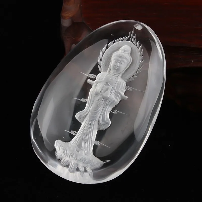 Аутентичные Природный кристалл кулон ожерелье стерео Гуаньинь Для мужчин и горе