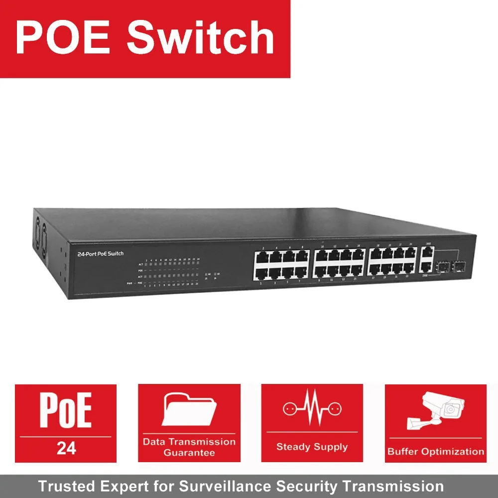 Anpviz 24 порта 10/100 Мбит/с 2 гигабитными TP/SFP комбинированный переключатель питания PoE