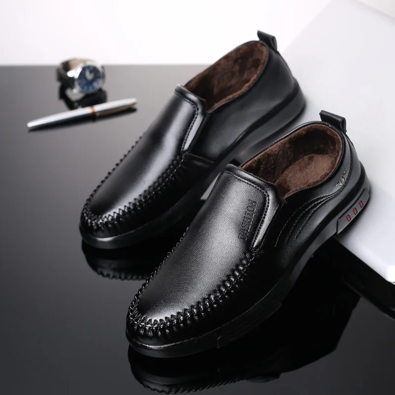 new Men Casual Shoes winter warm leisure leather shoes men Walking Footwear sneakers man With Fur Plus Trainers chaussure homme | Обувь