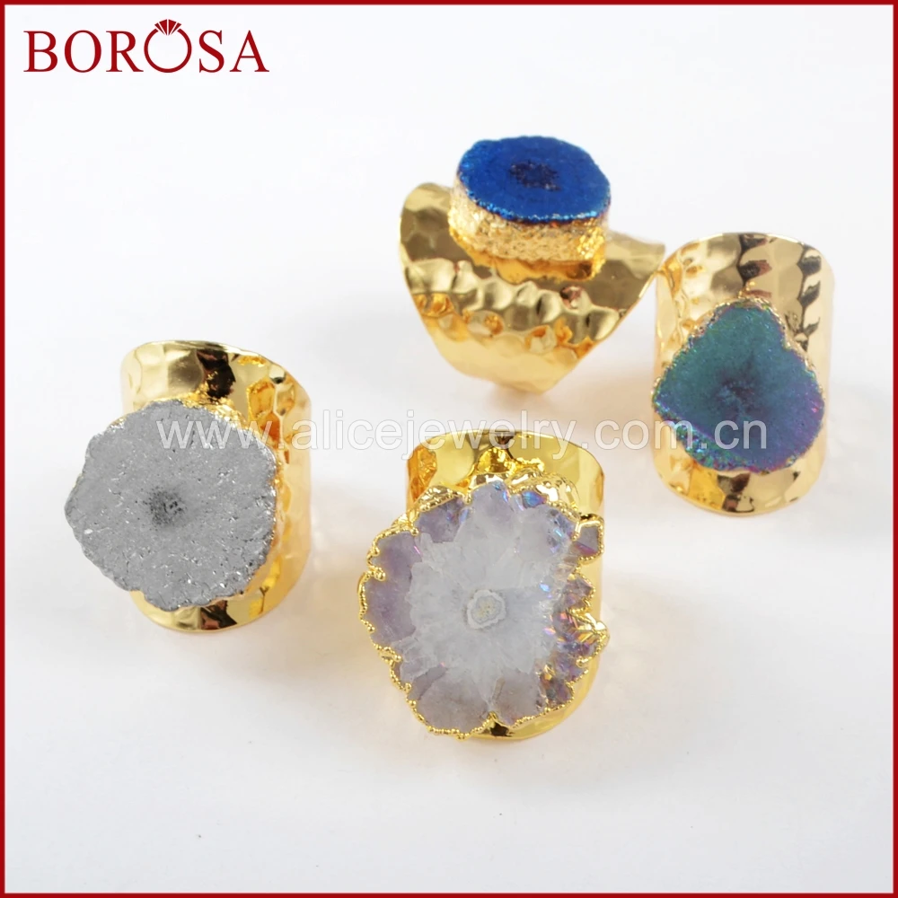 

Кольцо BOROSA с радужным титановым кварцевым браслетом золотого цвета для женщин, модное кольцо с радужными цветами и камнями, ювелирные украш...