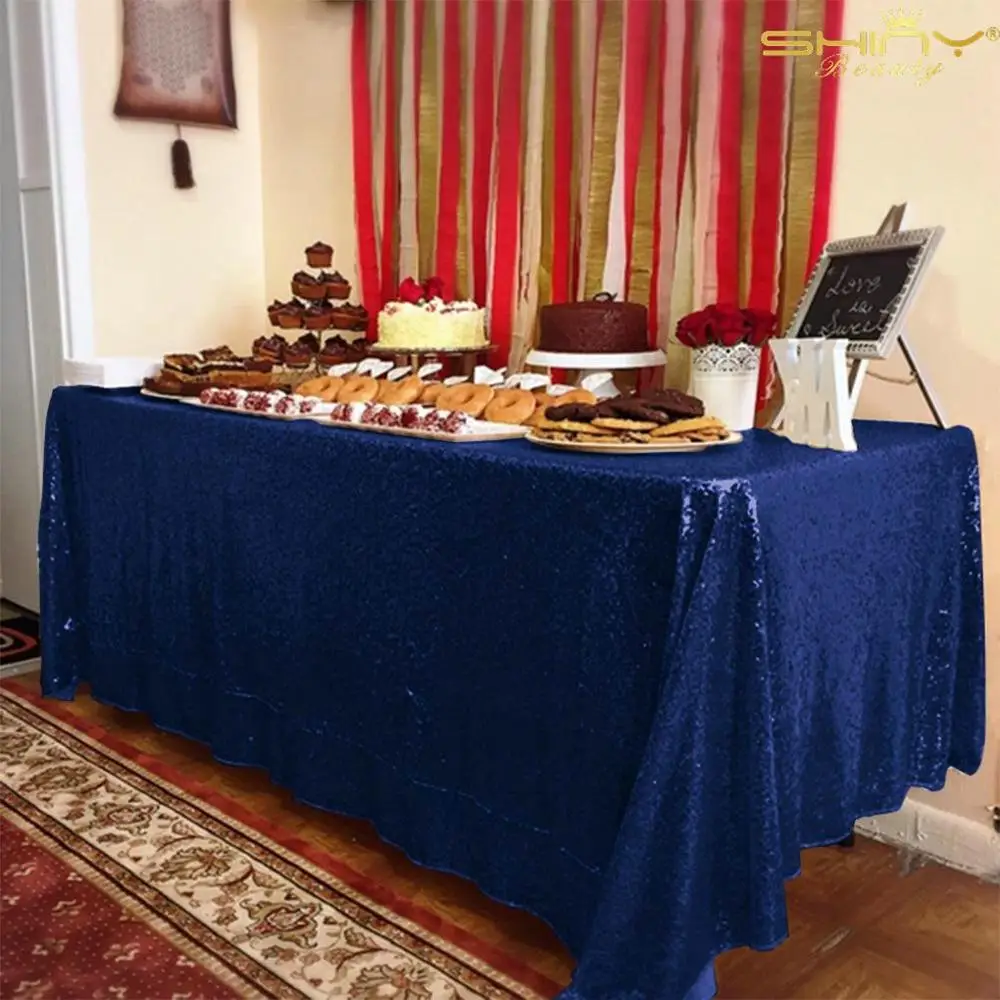 Navy Blue Квадратная скатерть с блестками черного и серебристого цвета, 60x120 дюймов, покрытие для обеденного стола, сверкающий стол с блестками для свадьбы/Party-C0415 - Цвет: Navy Blue