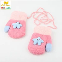 new 1 to 6 years old child baby boy girl knit gloves winter children warm ropes mittens cotton wool solid lovely gloves st3