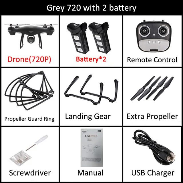 grey 720P 2 battery S70W gps FPV Дрон с 1080 P HD FPV широкоугольная камера Wi-Fi живое видео слежение за мной gps возврат дома RC Квадрокоптер гоночный Дрон - Цвет: grey 720P 2 battery