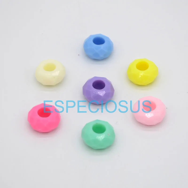 50pcs DIY fashion jewelry Fitting 14*8MM Flat Round shape Acrylic beads Big Hole Bracelet Making accessories mix color Spacer | Украшения и