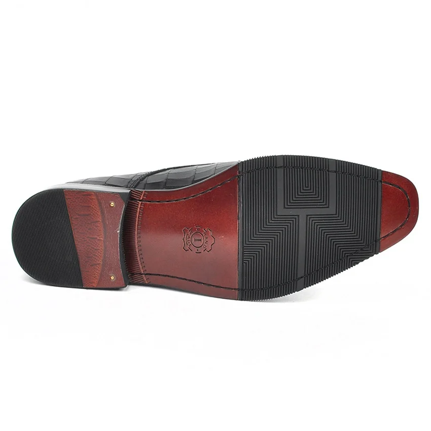 

High Quality Formal Dress Mens Derby Oxfords Shoes Luxury Pattern Genuine Leather Pointed Toe Goodyear Wedding Party Flats AM255