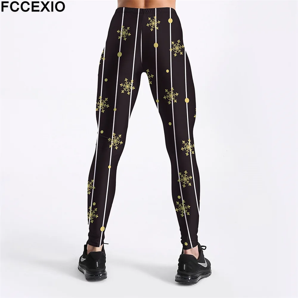 Новинка зимние леггинсы для тренировок FCCEXIO фитнеса с высокой талией 3D-принтом в
