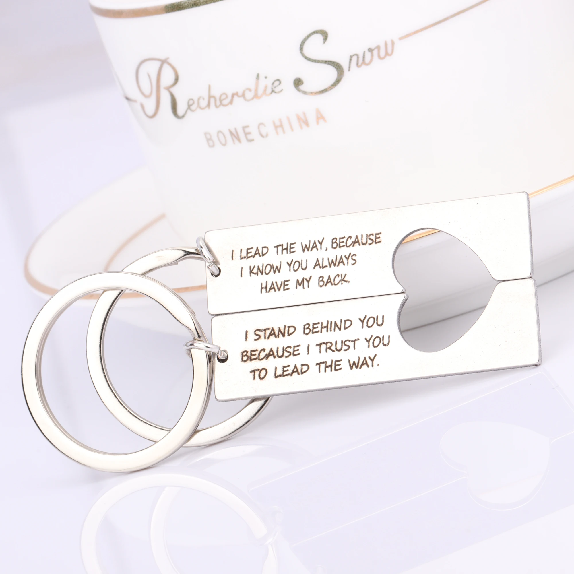 1 пара цепочка для ключей полое сердце гравировка я знаю у вас всегда есть моя