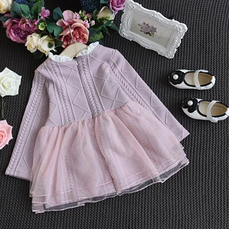 Girl Winter Sweater Dress 2019 Fashion Spring Autumn Princess Long Sleeve Splicing TuTu Kid Sweaters For |