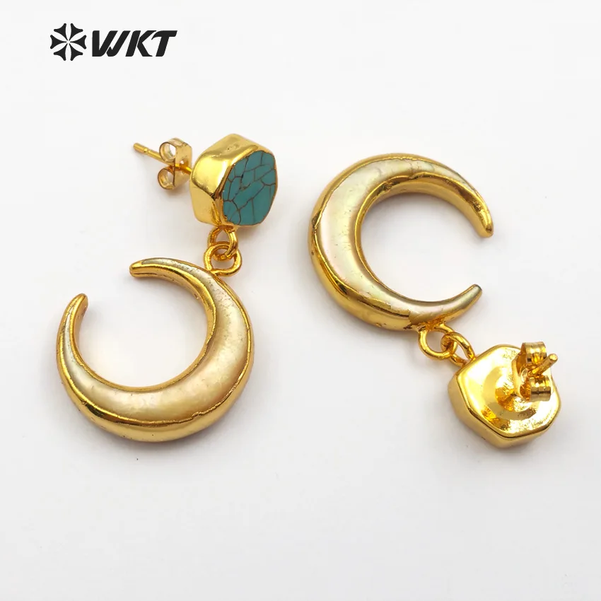 WT E428 оптовая продажа модные серьги с натуральным корпусом зеленые гвоздики