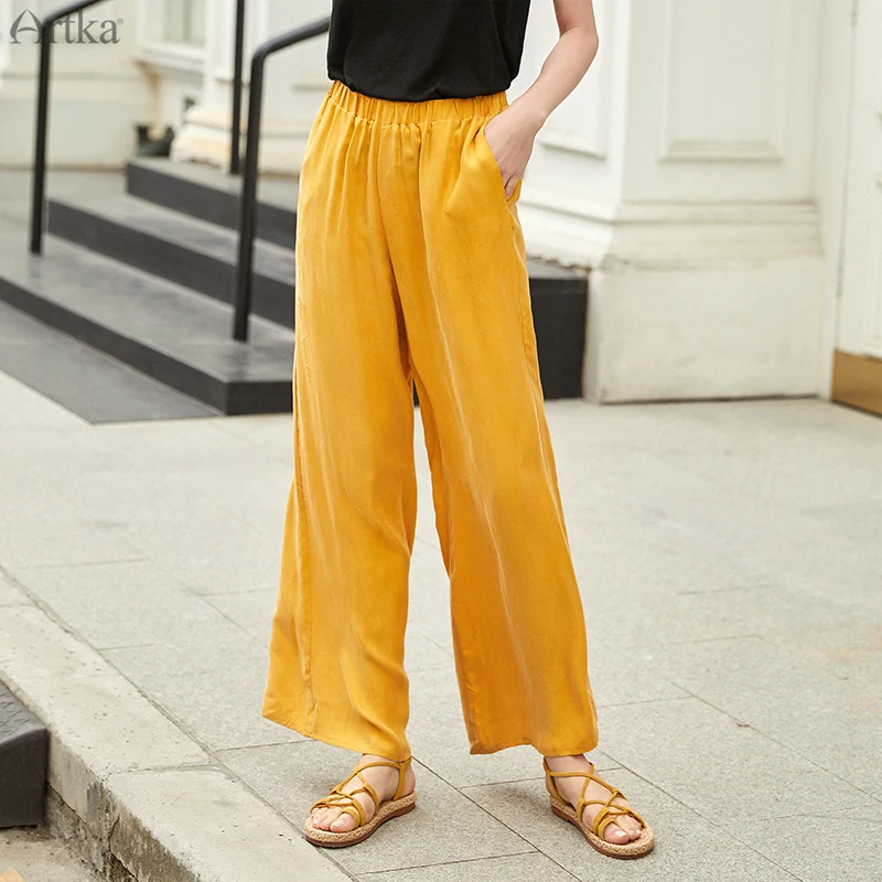 Женские брюки с широкими штанинами ARTKA повседневные однотонные свободные