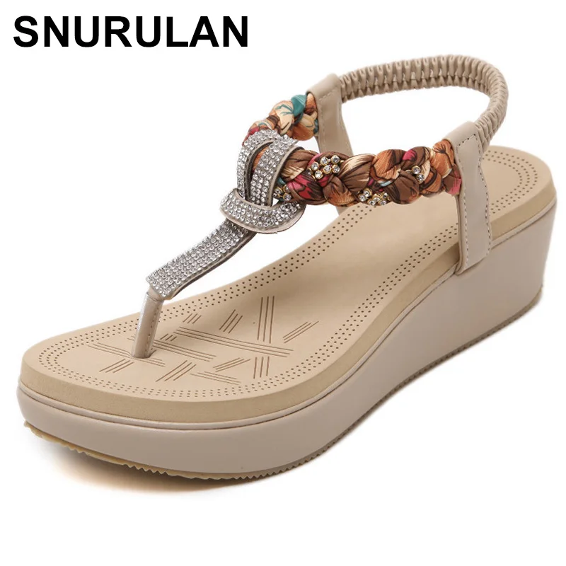 SNURULAN2019 Новая летняя Женская обувь в богемном стиле украшенные бриллиантам
