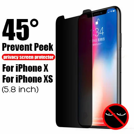 For iPhone X XS Антишпионское закаленное стекло для iPhone 6, 6 S, 7, 8 Plus, X, Защитная пленка для экрана, Защитное стекло для iPhone XS MAX, XR, конфиденциальность - Цвет: For iPhone X XS