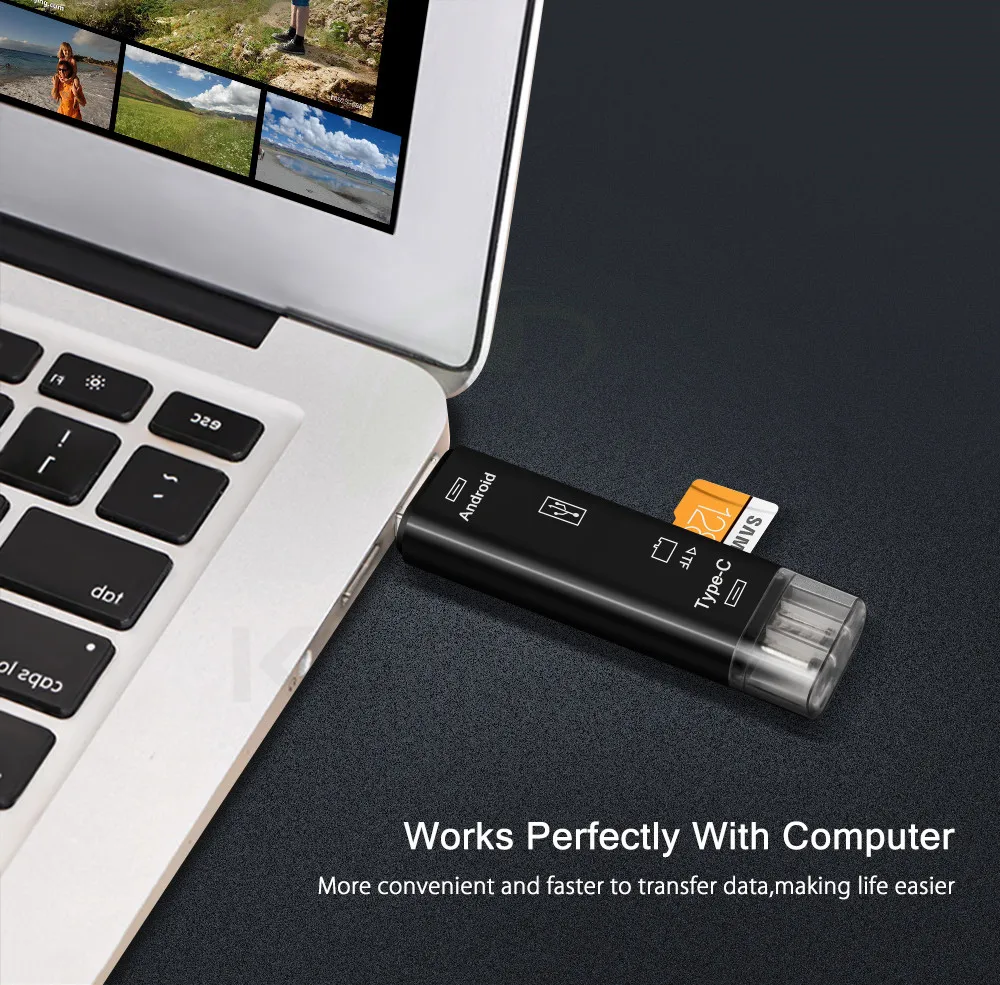 Keajor для OTG Mac USB-C кард-ридер три в одном Micro type-C usb-хаб Поддержка USB2.0 MacBook компьютер Micro USB телефон