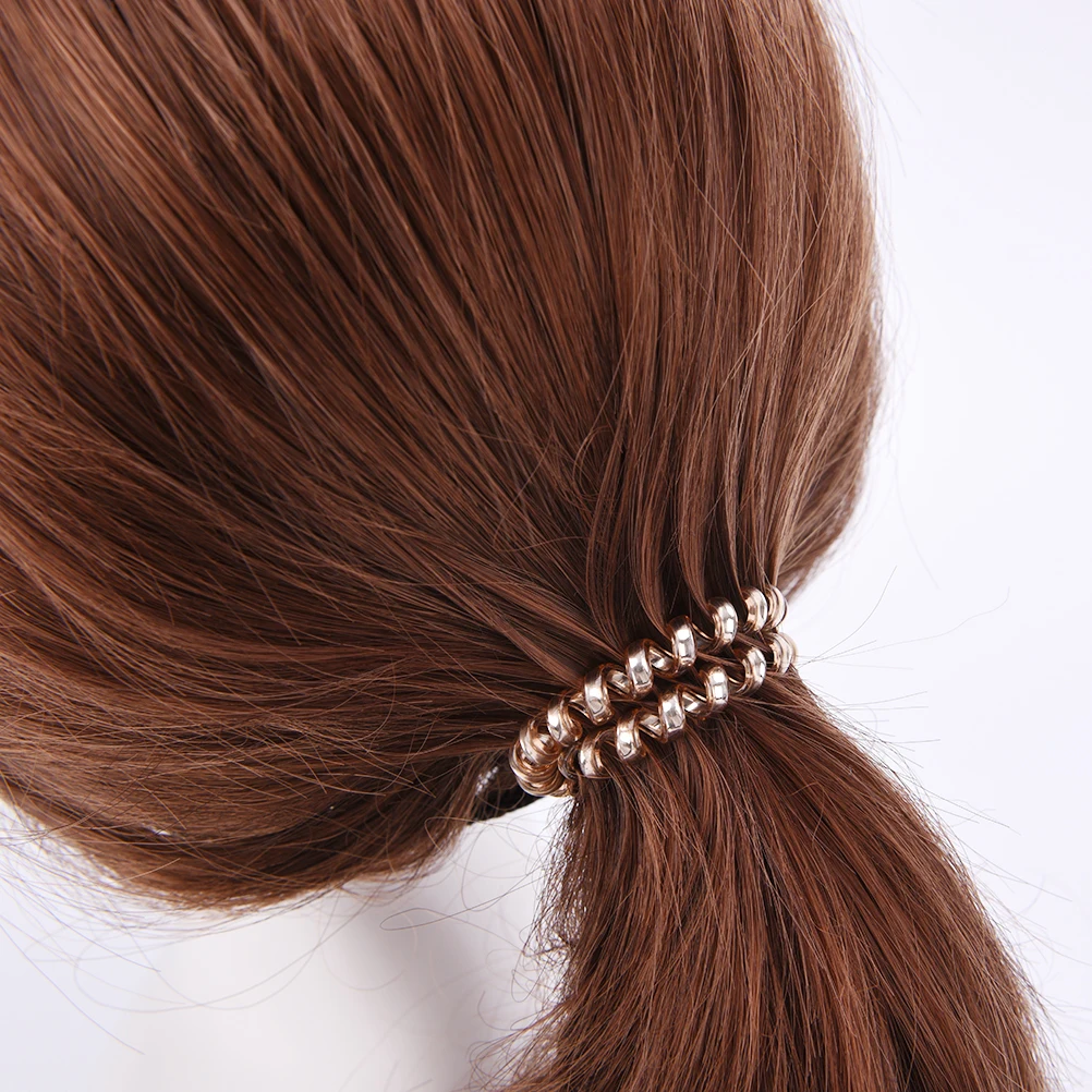 Elastic Rubber Telephone Wire Hair Rope Gold/Silver Ponytail Holder Party Hairband Accessories |
