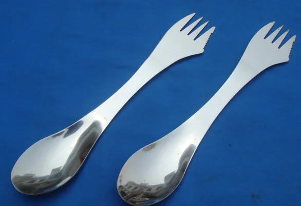 Хорошая вилка ложка spork 3 в 1 столовая посуда, нержавеющая сталь столовые приборы набор посуды Кухня Открытый пикника Совок/нож/вилка набор