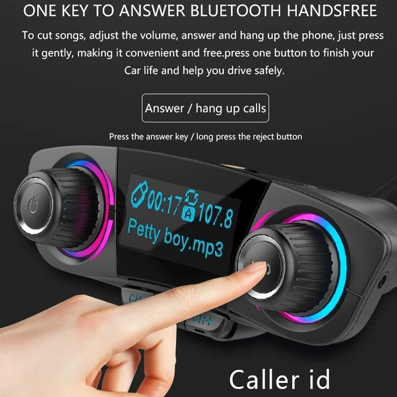 SRUIK Bluetooth FM передатчик Автомобильный MP3-плеер Hands-Free автомобильный комплект Беспроводной радио аудио адаптер с двумя USB 5В 2.1A USB Порты и разъёмы