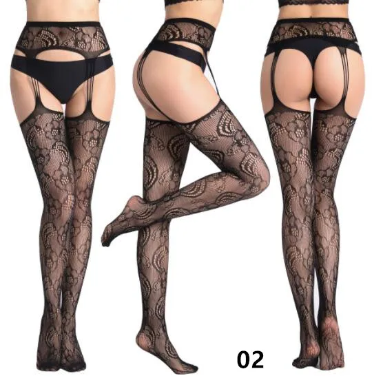 SHENGRENMEI NEW Fashion Sexy Stockings Women Embroidery Open Crotch Pantyhose Plus Size Female 15 Style Tights Garter Lingerie