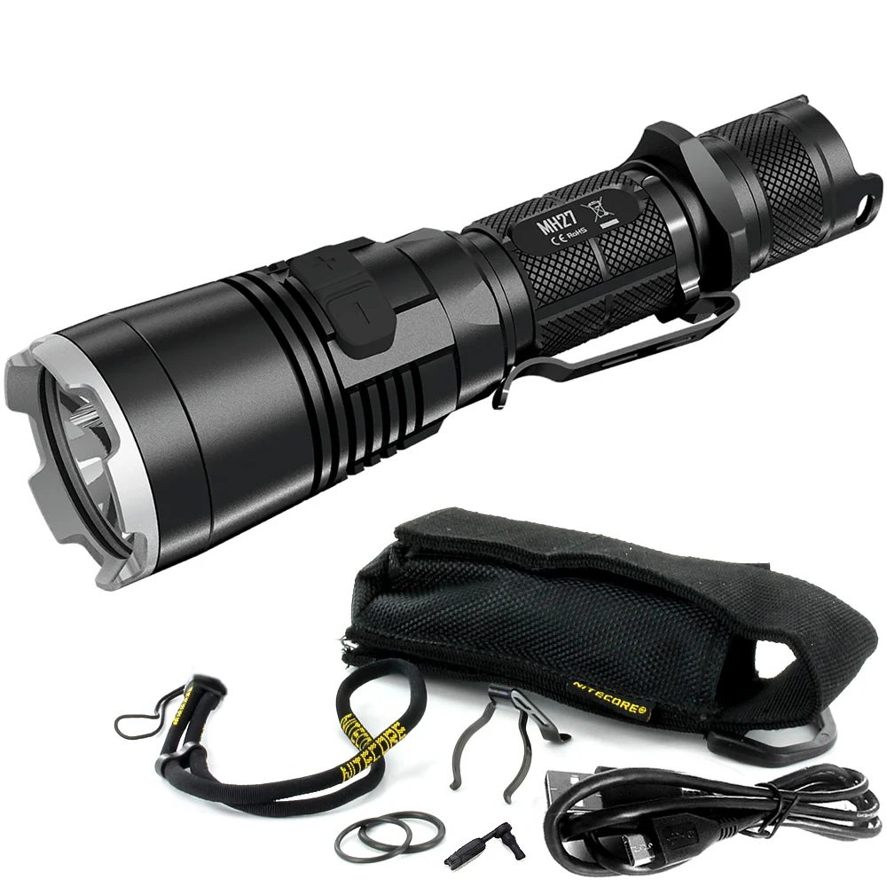 Хит продаж перезаряжаемый фонарик NITECORE MH27 CREE XP-L HI V3 1000 лм ярфонарь RGB без
