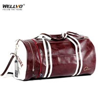 top male travel luggage bag with independent shoes storage women fitness bag pu leather printing basketball training bag xa253wc