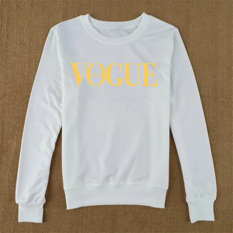 LINRAOQIAN VOGUE футболка Для женщин топы осень-зима хлопковая футболка с длинными рукавами и круглым вырезом Футболка Для женщин футболки Harajuku Camiseta Mujer - Цвет: Gold VOGUE ITALIA