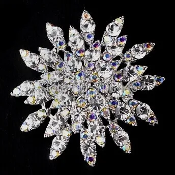 Винтажная свадебная брошь с кристаллами и стразами 2 дюйма родиевым покрытием |