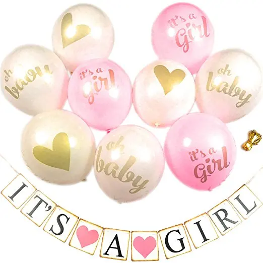 Baby shower украшения для девочек своей девочке баннер 12 шт. цвета: розовый белый