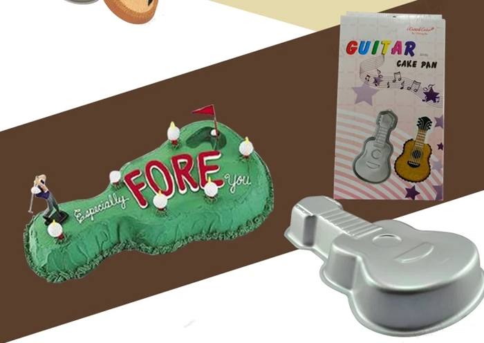 

fondant cake design Cartoon creative guitar-shaped cake Aluminum bakeware baby favorite cake decorating cake pans free shipping