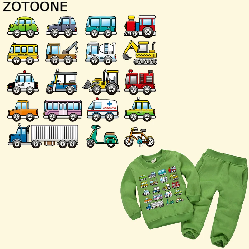 ZOTOONE автомобили набор патчей для переноса утюгом мультфильм велосипед патчи