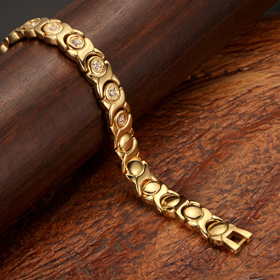 

WelMag Hematite Bracelets & Bangles 2019 Hot Sale Healthy Jewelry for Women Magnetic Stainless Steel Crystal Gem Fashion Jewelry