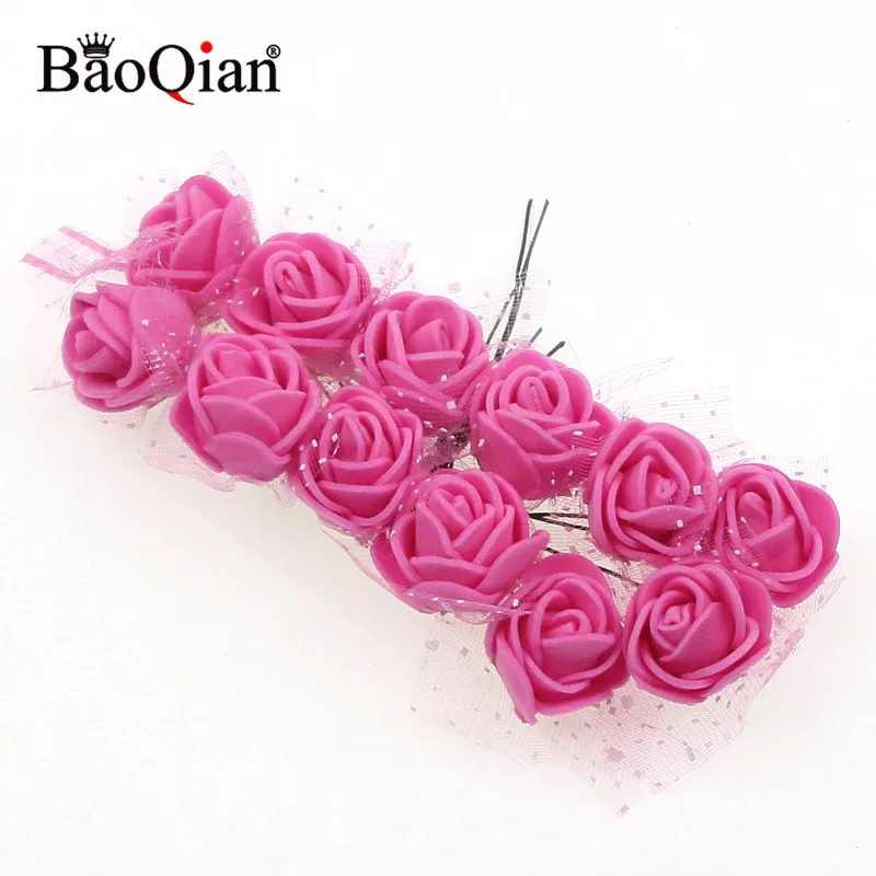 Rose 144 шт./пакет 2 см мини пены розы Искусственные цветы букет свадебный цветок украшения Скрапбукинг многоцветный искусственный цветок Роза - Цвет: Rose