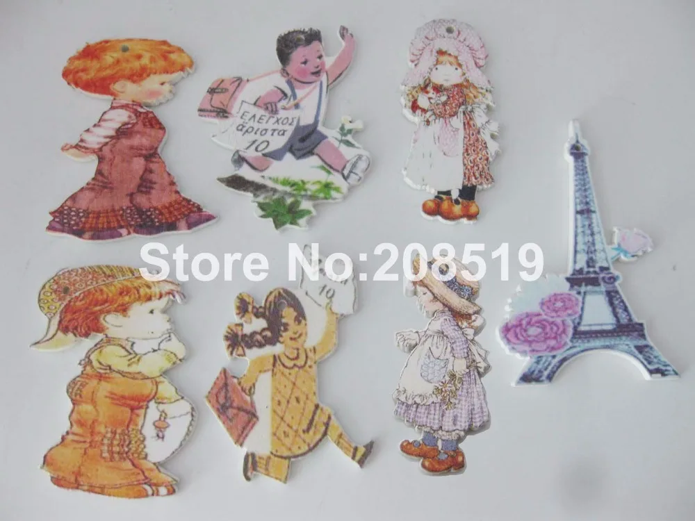 

WBNAWE 5 см высокие пуговицы для девочек 50 шт./лот деревянные декоративные пуговицы с плоской задней стороной Скрапбукинг