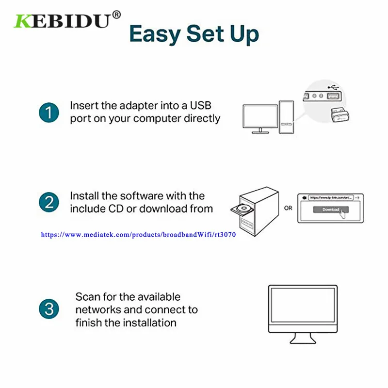 Kebidu Mini 150M 150 Мбит/с USB WiFi приемник беспроводная сетевая карта LAN адаптер для