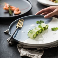 nordic round ceramic plate brief solid glaze porcelain dinner plate bone china pizza dessert tray breakfast snack dishes plate
