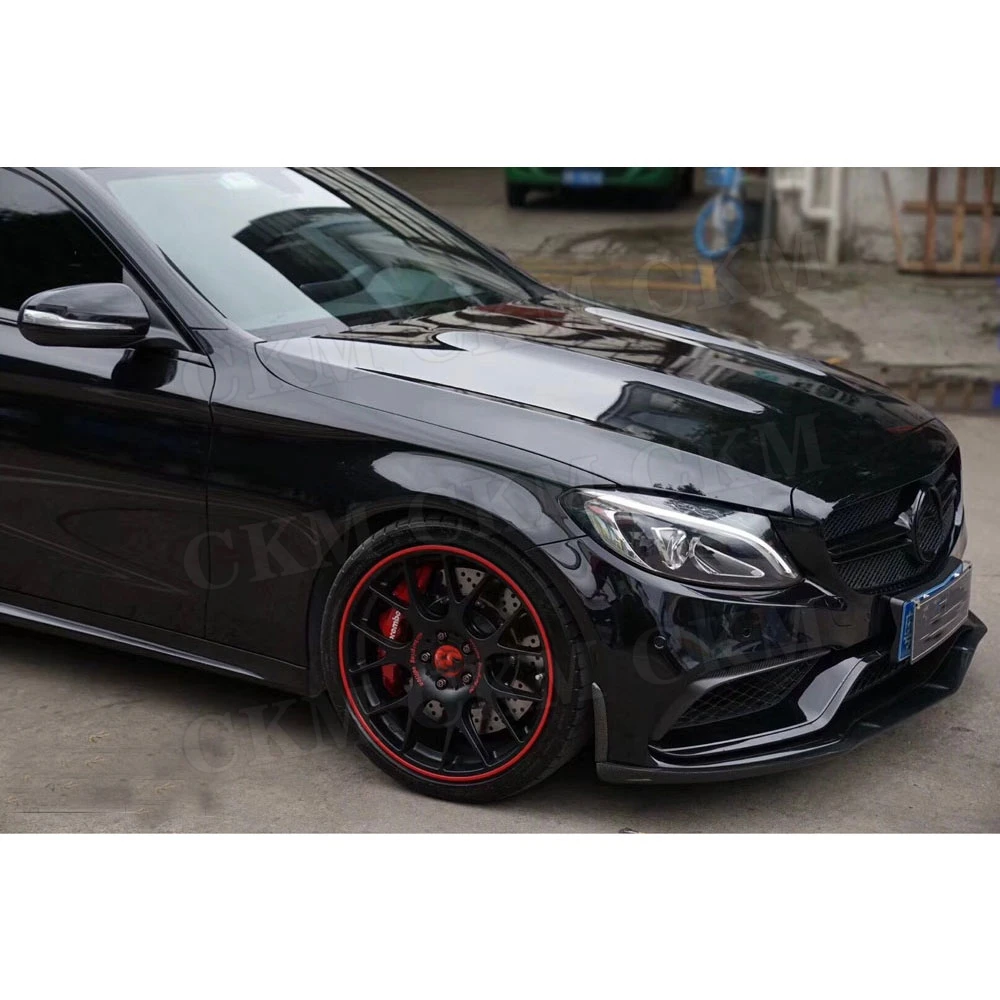 Передний спойлер из углеродного волокна с боковыми пластинами для Benz W205 C205 C63 C63s