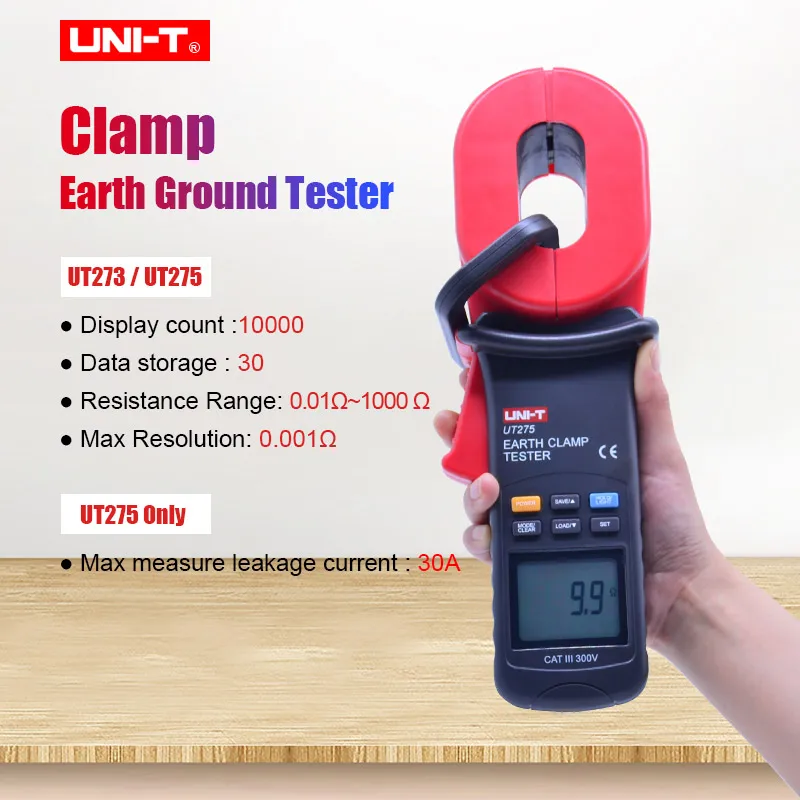 

UNI-T Earth Ground Clamp Meter UT273 UT275 Professional Auto Range Resistance Earth Tester ohmmeter with Data storage Backlight