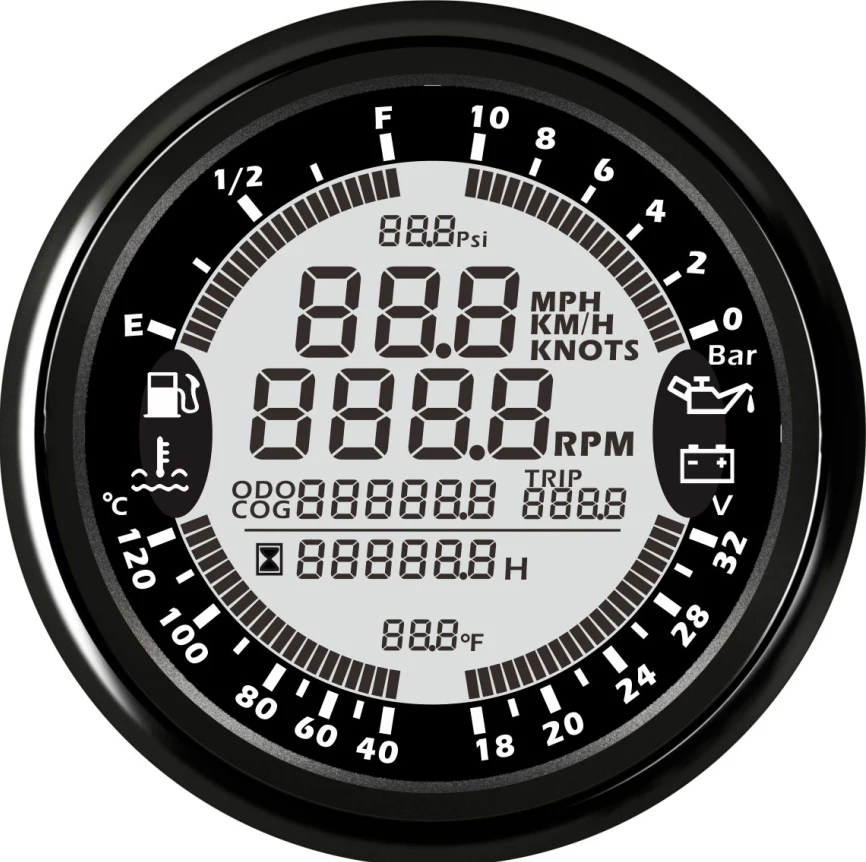 SAMDO 32 в 10 бар 85 мм 7 подсветка 6 1 GPS Спидометр Тахометр Часы температура воды