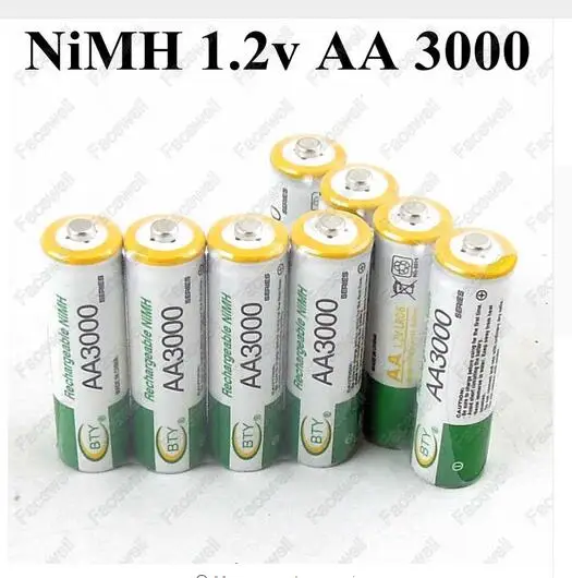 8x AA 3000 1 2 V Quanlity аккумуляторная батарея 3000mAh Ni MH 2A Baterias Bateria Batterie 3000| |