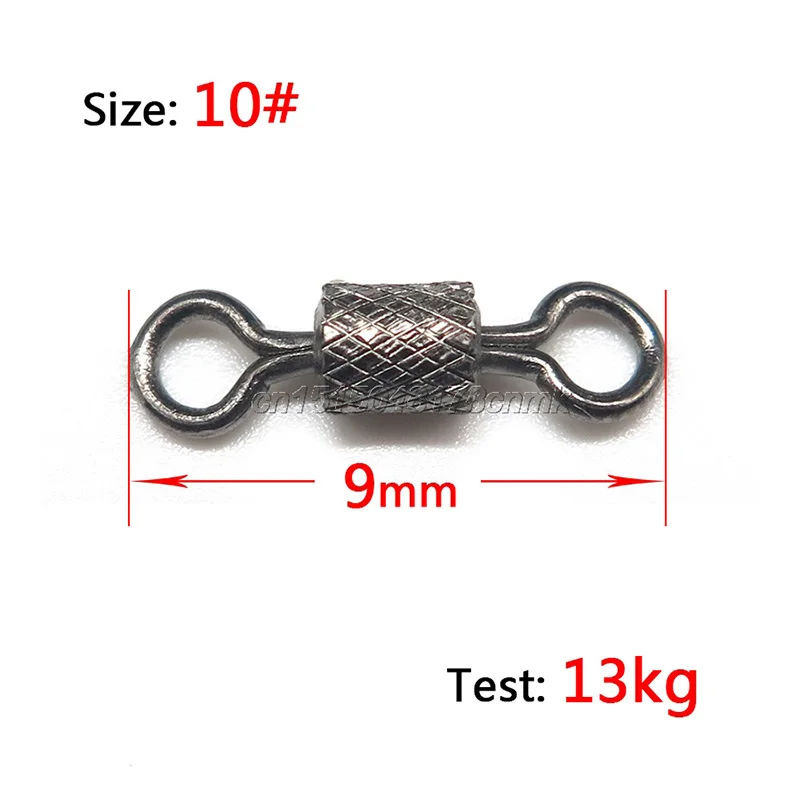 Size 10 Minfishing 100 шт. рыболовный крючок из нержавеющей стали, соединитель MS+ YH, вращающиеся Вертлюги, шарикоподшипник, твердые кольца для океанской рыбалки, вертлюги - Цвет: Size 10