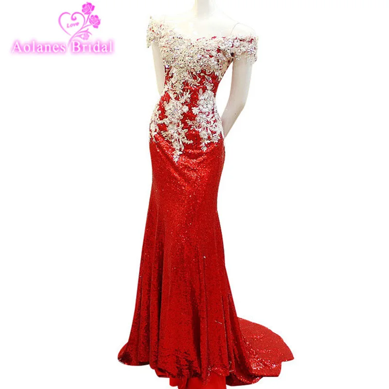 AOLANES Robe De Soiree кружевное длинное сексуальное вечернее платье с бусинами и